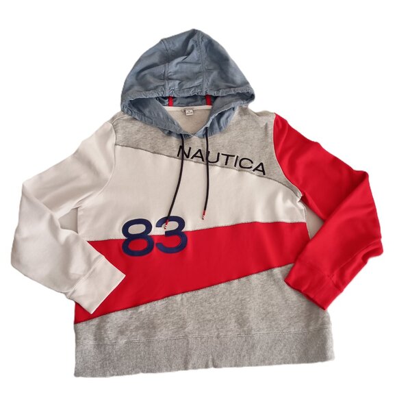 Nautica Boys Red White Blue Pullover Hoodie Sweatshirt Size XL - Picture 2 of 16